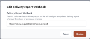 setting the SMS delivery report URL