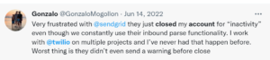 Twilio Account closed 2