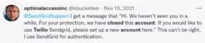 Twilio account closed 3