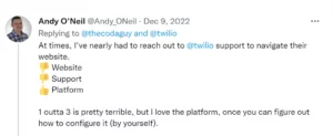 bad customer service from Twilio