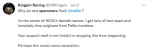 spam numbers from Twilio