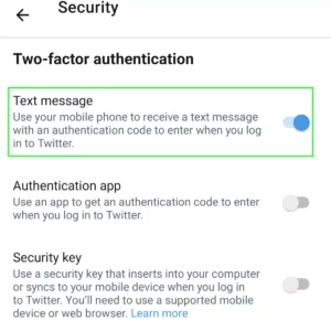 alternative 2fa option for Twitter users
