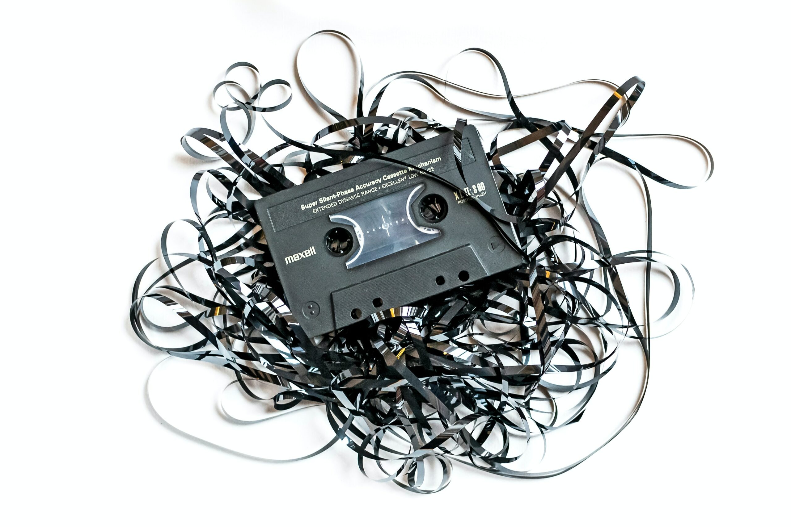 loopy ribbon damaged music cassette
